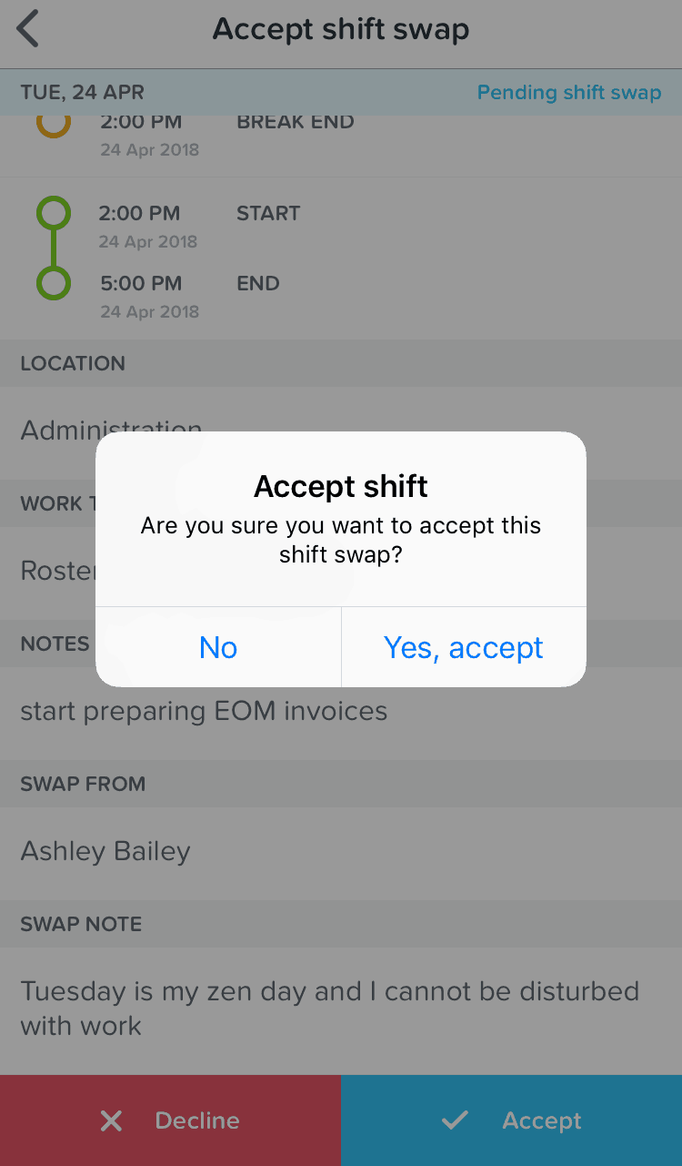 Shift Swapping is now available in WorkZone KeyPay